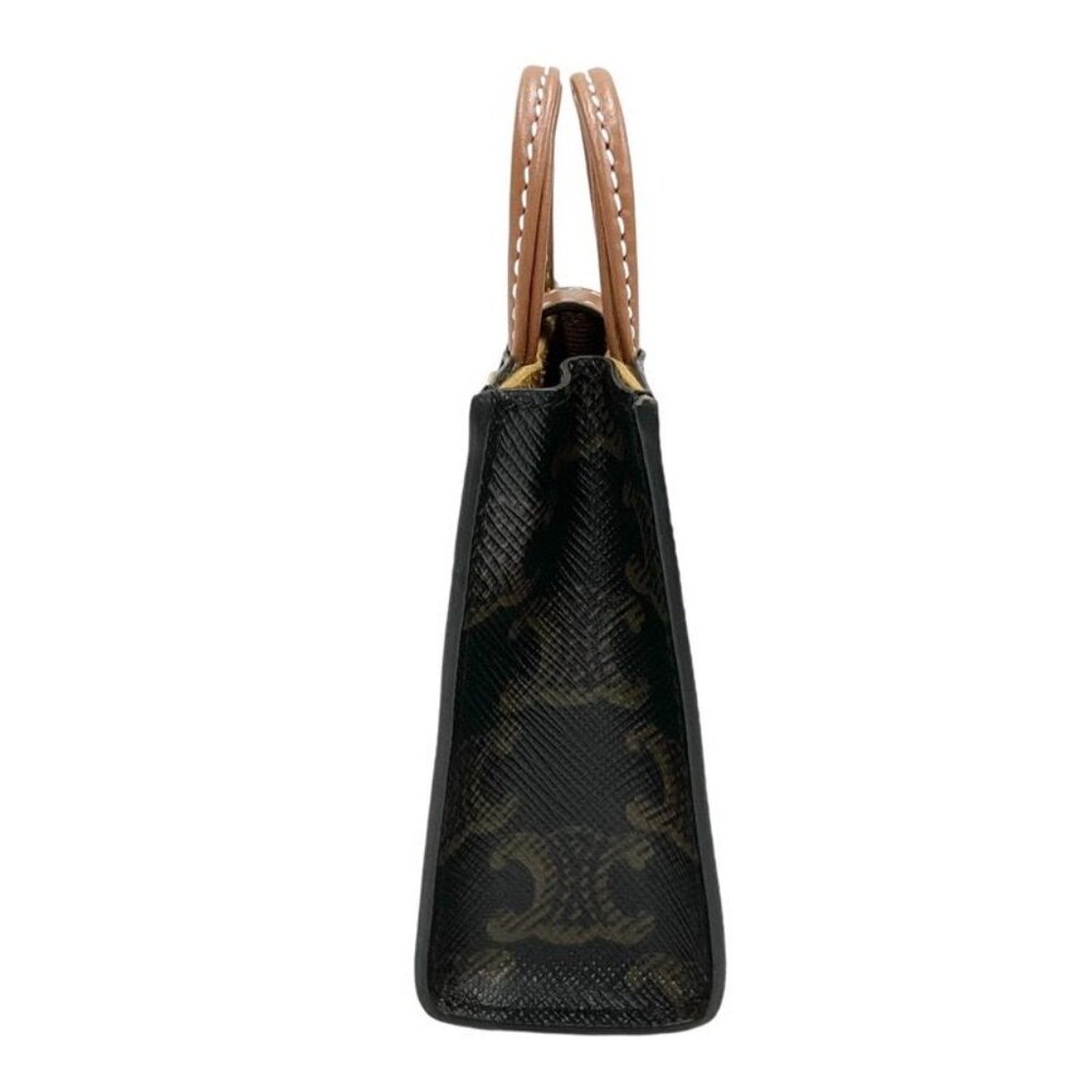 Celine Charm Brown White Gold Triomphe Canvas Logo Micro Vertical Cabas - Picture 5 of 9